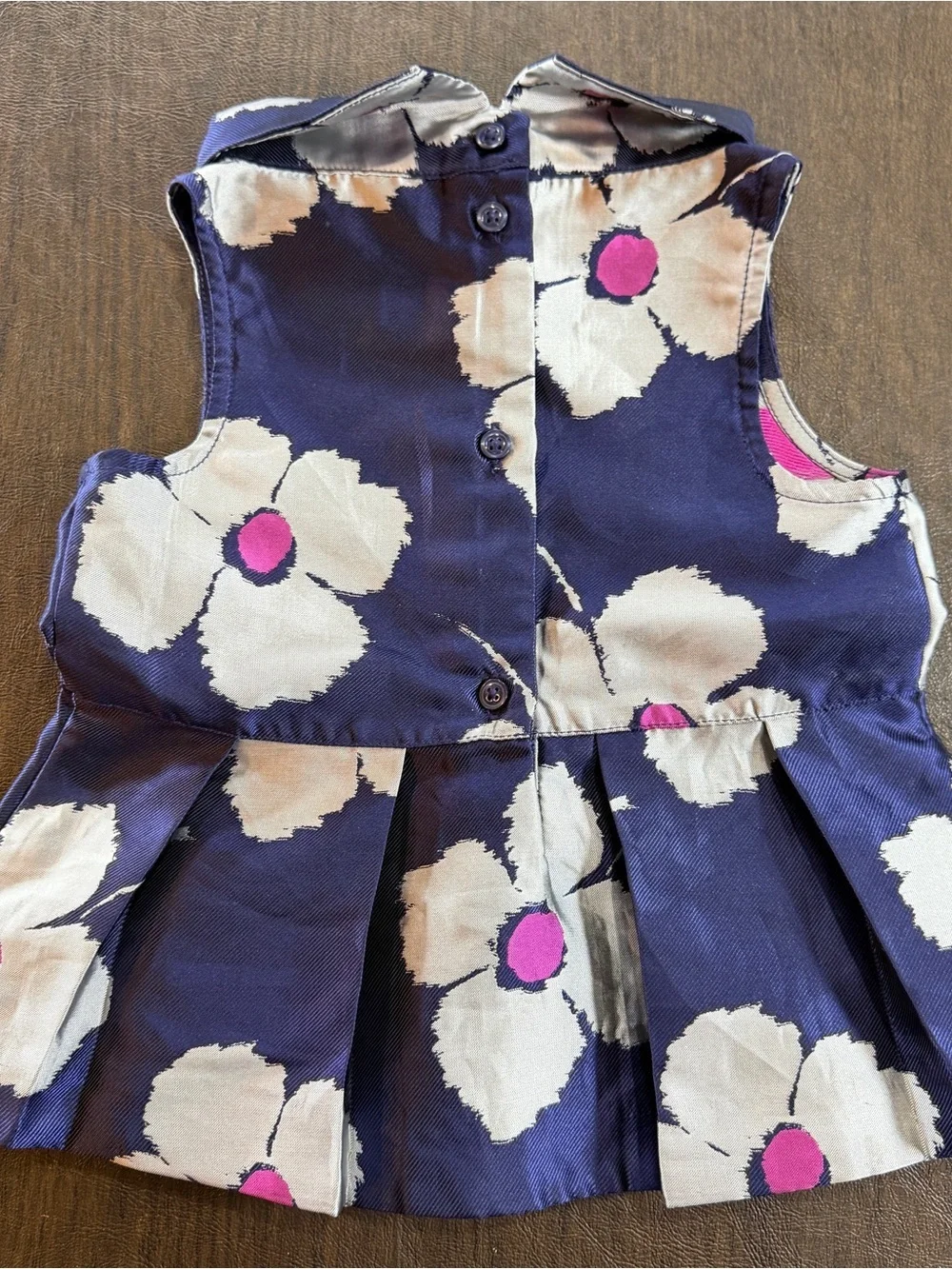 Janie and Jack Navy Floral Sleeveless Dress with Pink Accents Sz 18-24M